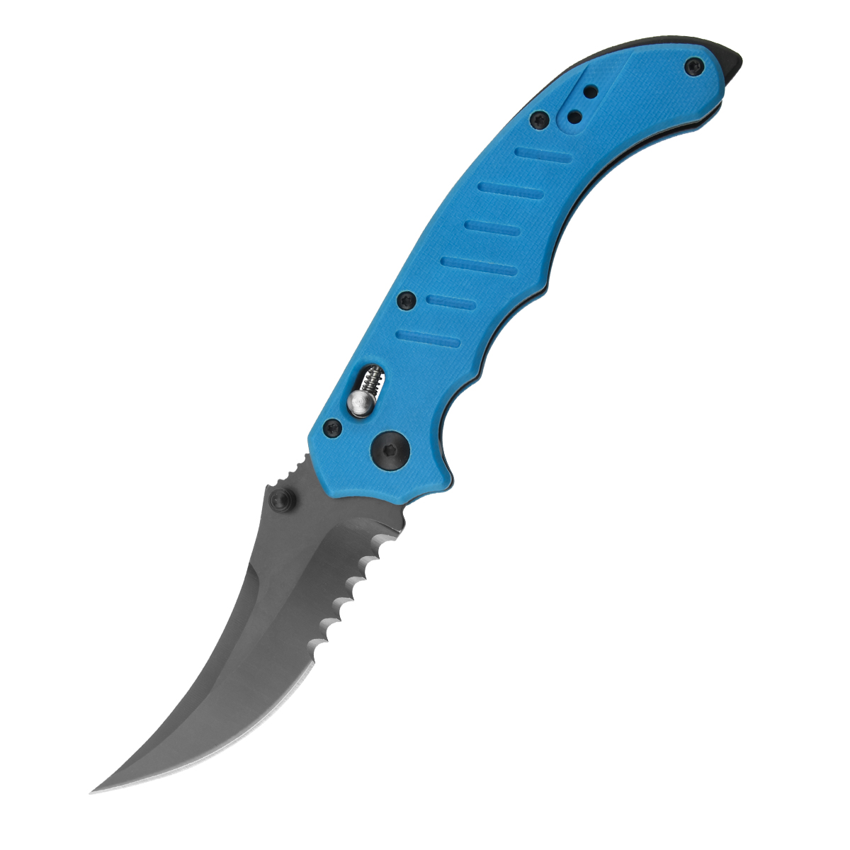 Blue G10 Handle Folding Knife