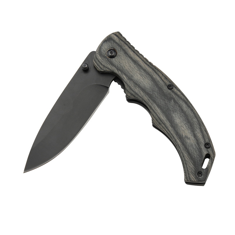 Black Coating Wood Handle Pocket Knife