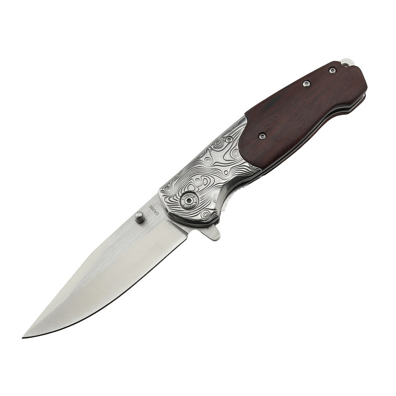 PK-1187 Popular Custom Logo Compact Folding Knife Custom Wooden Pocket Knife Survival and Tactical Knife