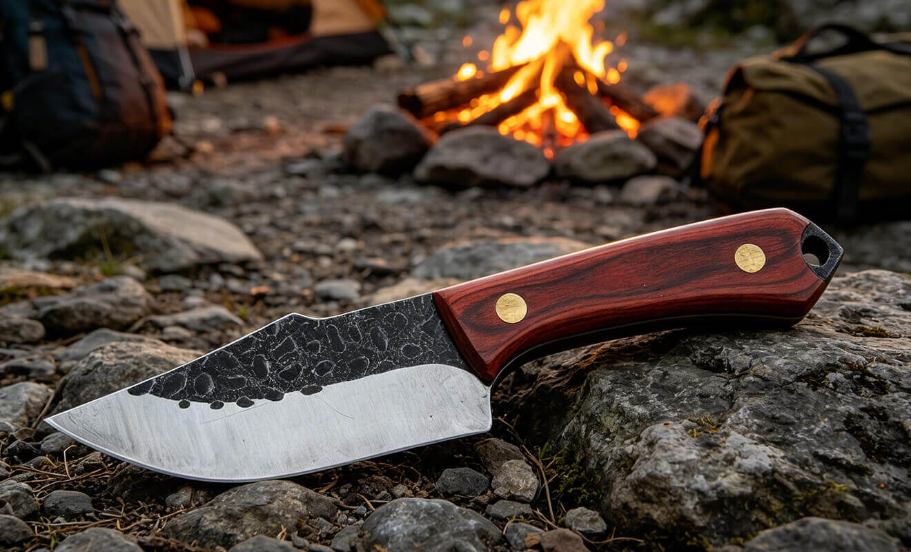 The outdoor survival aesthetics of a hand-forged straight knife